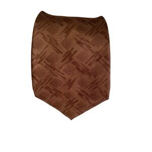 The Arrow Company Mens Silk Necktie Brown Geometric Abstract Woven Classic Tie